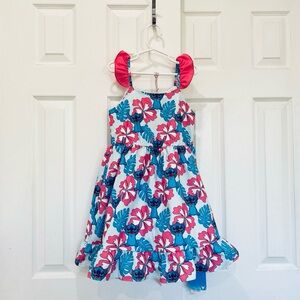 Disney Stitch Stitch and Hawaii Style Floral Print Sleeveless Dress for Girls